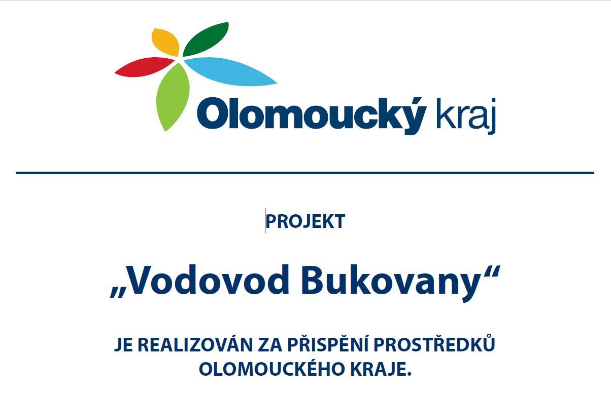 Projekt „Vodovod Bukovany“ je realizován za přispění prostředků Olomouckého kraje.